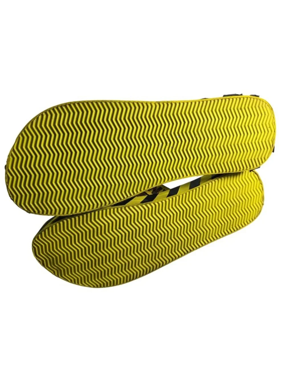 Off White Yellow Black Industrial Logo Caution Flip Flops Sz Mens 9